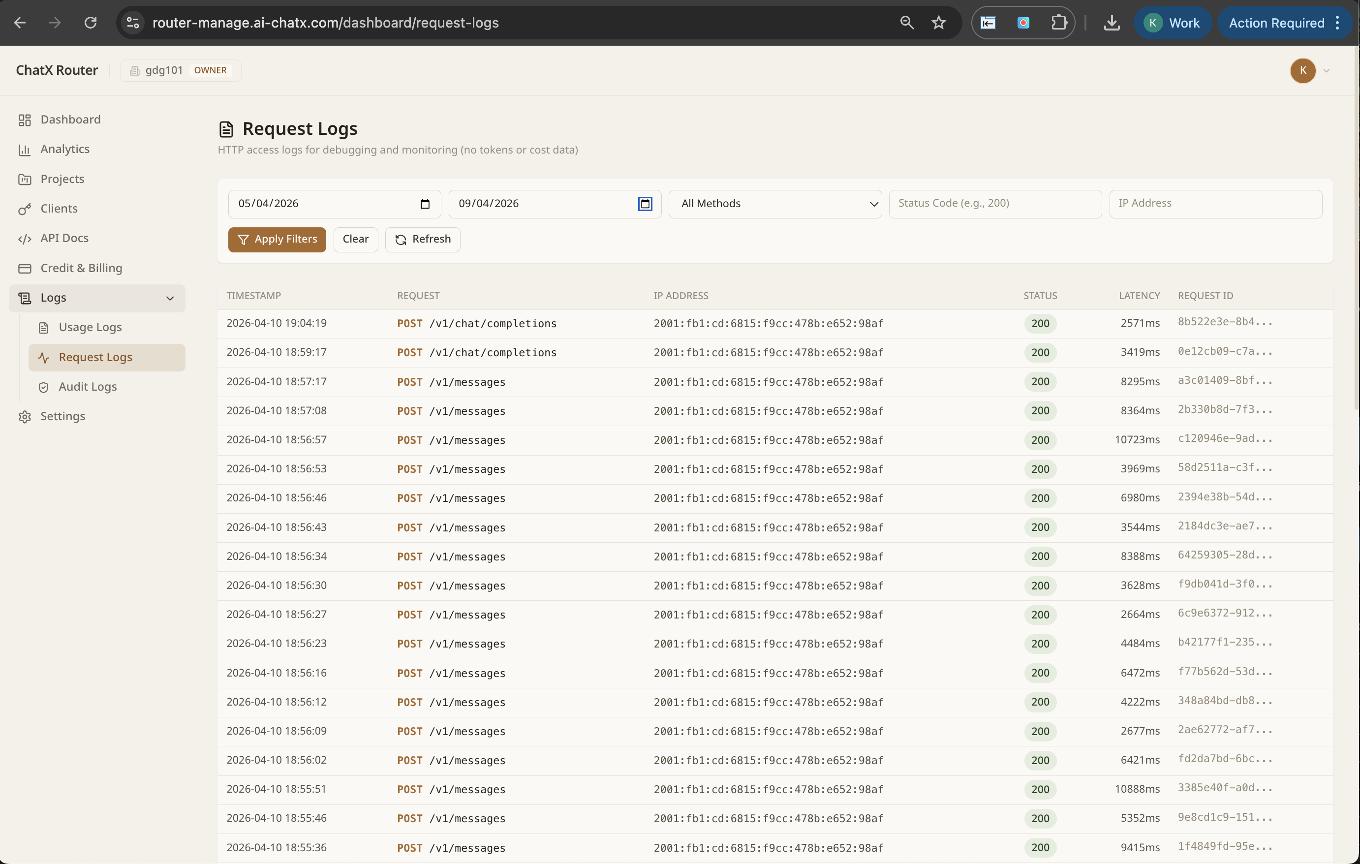 Request logs